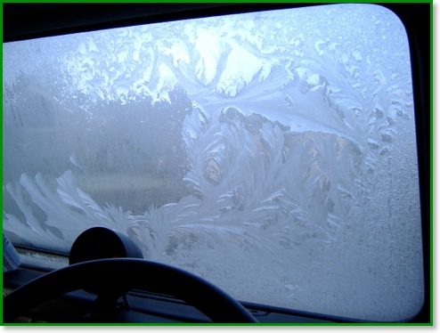Photo of frost patterns on windscreen